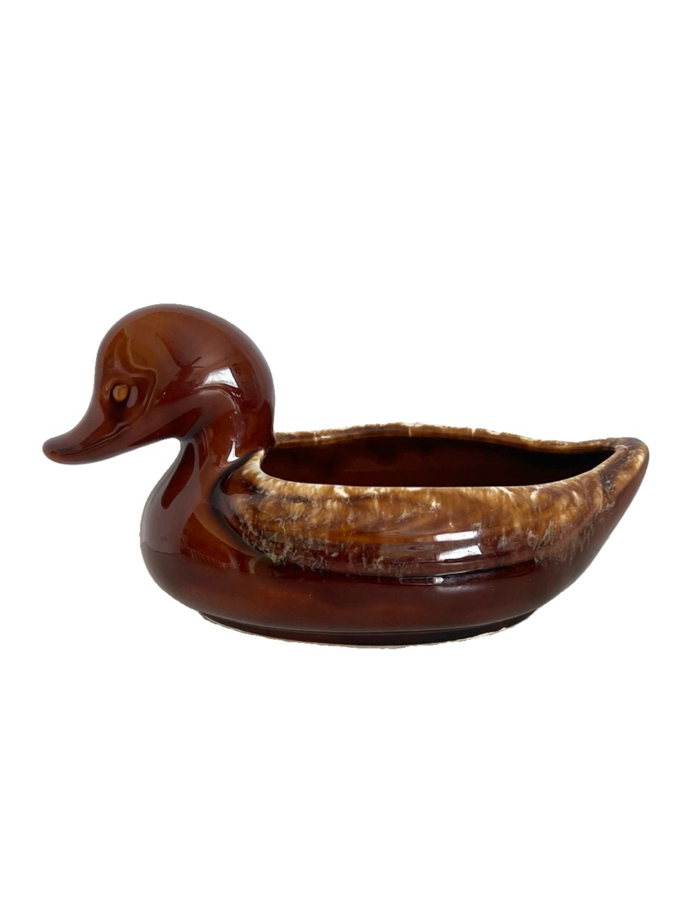 Vintage Hull Duck Planter Pottery Brown Glazed Stonewear USA